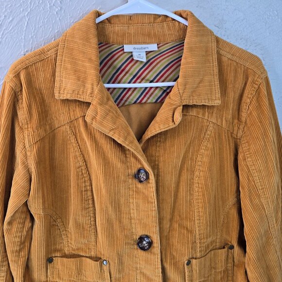 Dressbarn Corduroy Jacket Medium Mustared Yellow Button Preppy 70s Retro Blazer - Picture 3 of 13